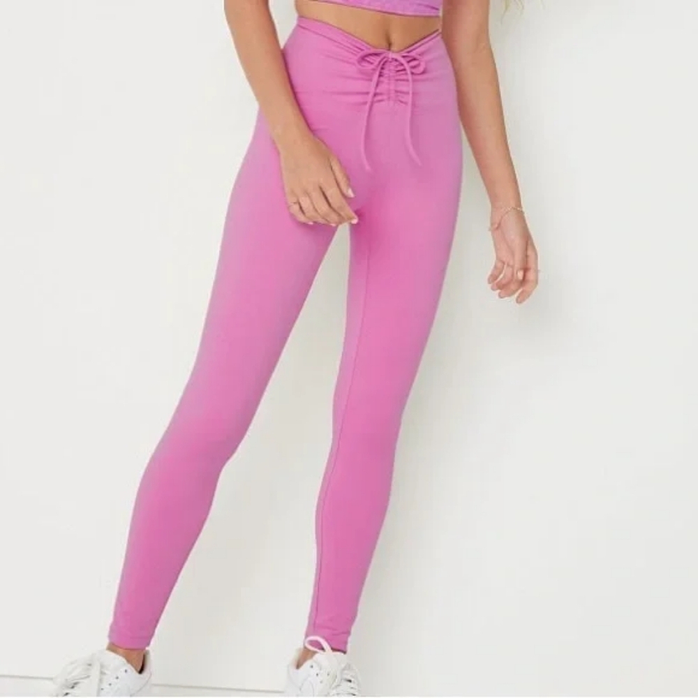 Pink tie waist leggings